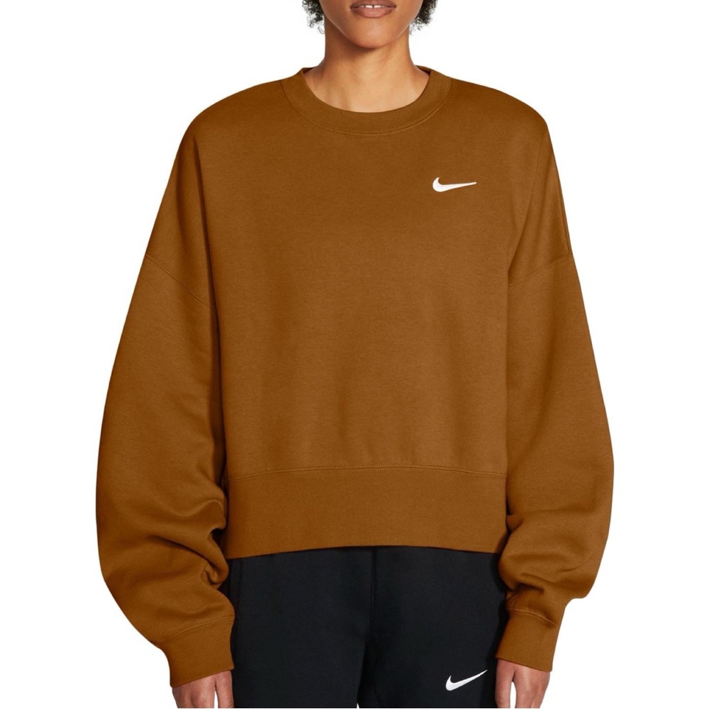 Nike Sportswear Fleece Orange Turmeric Oversized Crewneck Sweatshirt